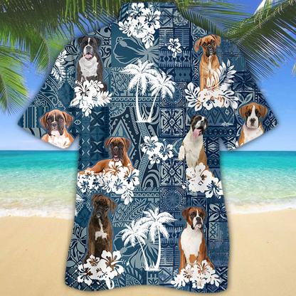 Boxer Hawaiian Shirt, Dog Hawaiian Shirt Men women, Short Sleeve Hawaiian Aloha Shirt HO2413