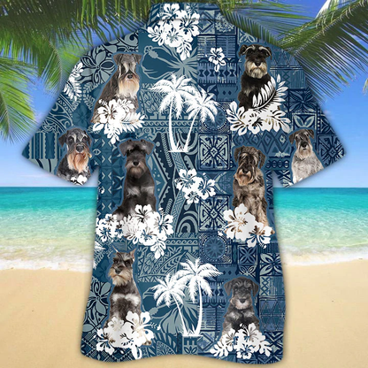 Schnauzer Hawaiian Shirt, Hawaii shirt vintage Floral Dog, Men's Hawaiian shirt, Women's Hawaiian shirt HO2666