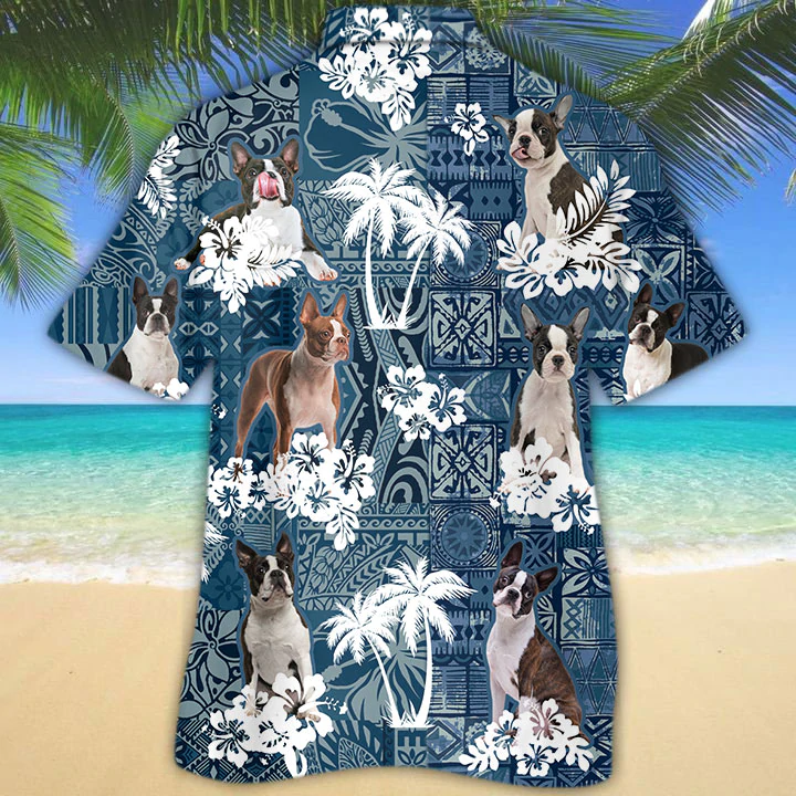 Boston Terrier Hawaiian Shirt, Dog Hawaiian Shirt Men women, Short Sleeve Hawaiian Aloha Shirt HO2414