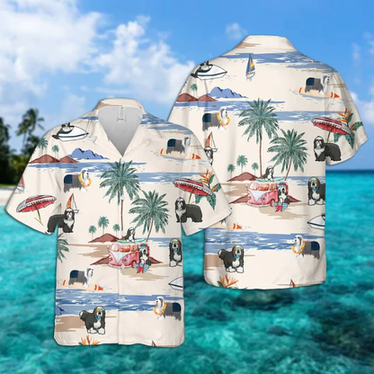 Bearded Collie Summer Beach Hawaiian Shirt, Summer gift, Hawaiian Shirts for Men, Aloha Beach Shirt HO1001