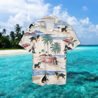 Bernese Mountain Summer Beach Hawaiian Shirt, Hawaiian Shirts for Men, Hawaiian Shirts for Men, Aloha Beach Shirt HO0997