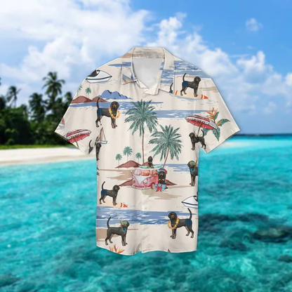 Black And Tan Coonhound Summer Beach Hawaiian Shirt, Hawaiian Shirts for Men, Hawaiian Shirts for Men, Aloha Beach Shirt HO0995