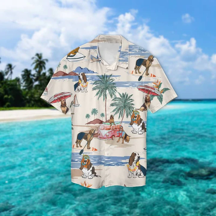 Bloodhound Summer Beach Hawaiian Shirt, Hawaiian Shirts for Men, Hawaiian Shirts for Men, Aloha Beach Shirt HO0994