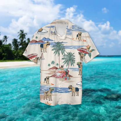 Border Terrier Summer Beach Hawaiian Shirt, Hawaiian Shirts for Men, Hawaiian Shirts for Men, Aloha Beach Shirt HO0990