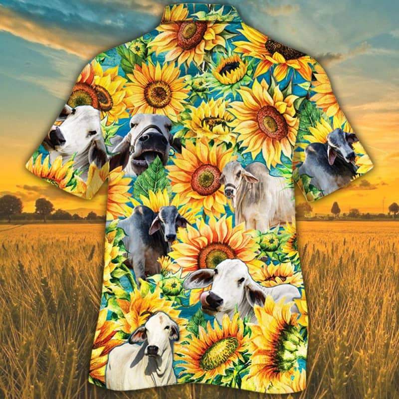 Sunflower Brahman Cattle Hawaiian Shirt HO5433