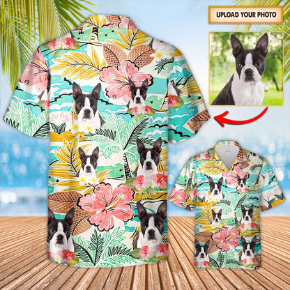 Personalized Boston Terriers Tropical Hawaiian Shirt For Boston Terrier Lovers - Custom Photo Hawaiian Shirt For Dog Lovers HO0328