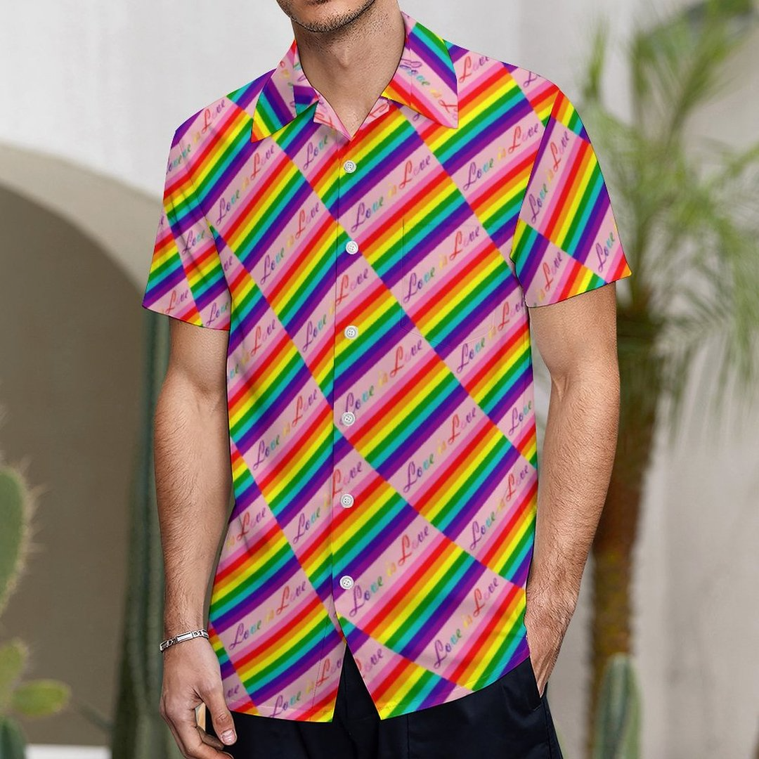 Love Equality Rainbow Flag Lgbt Lesbian Gay Pride Hawaiian Vintage Shirt Mens Button Down Tropical Hawaii Beach Shirts HO4587