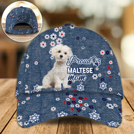 Maltese Proud Mom Cap Hat For Mom, Flower Pattern Cap Hat For Dog Lovers CO0606