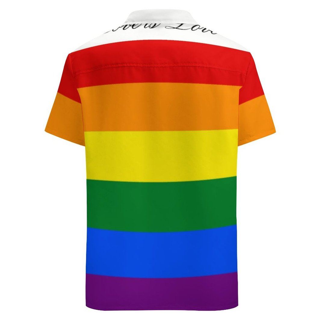Love Equality Rainbow Flag Lgbt Lesbian Gay Pride Hawaiian Vintage Shirt Mens Button Down Tropical Hawaii Beach Shirts HO4503