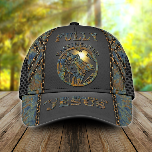 Fully Vaccinated By The Blood Of Jesus Classic Cap, Jesus All Over Print Baseball Cap Hat CO0470