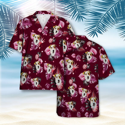 Custom Dog Hawaiian Shirt, Tropical Aloha Shirt With Pet Face, Custom Hawaiian Shirt for Men Women HO4332