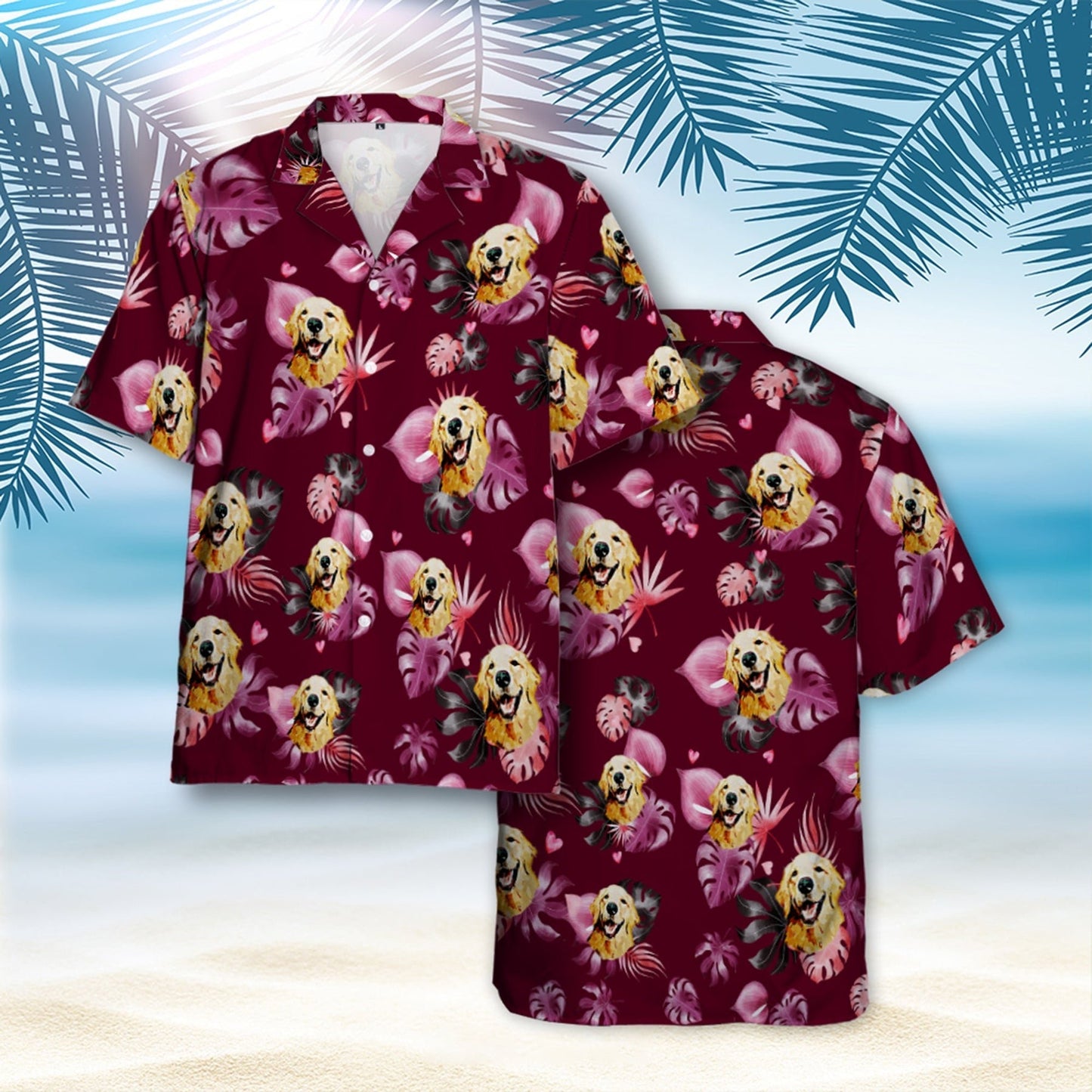 Custom Dog Hawaiian Shirt, Tropical Aloha Shirt With Pet Face, Custom Hawaiian Shirt for Men Women HO4332