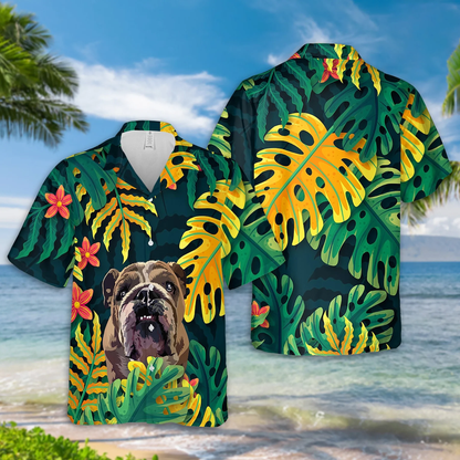 Custom Pet Hand-Painting Hawaiian Shirts For Men, Hawaiian Outfit For Couple, Dog Hand-Painted on Hawaii Shirt HO4329