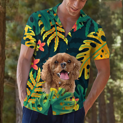 Custom Pet Hand-Painting Hawaiian Shirts For Men, Hawaiian Outfit For Couple, Dog Hand-Painted on Hawaii Shirt HO4329