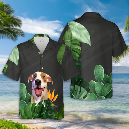 Custom Short Sleeve Hawaiian Shirt with Pet Hand-Painting, Custom Dog Portrait Hawaiian Shirt HO4330