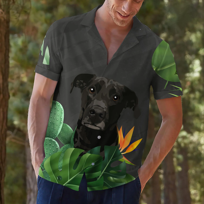 Custom Short Sleeve Hawaiian Shirt with Pet Hand-Painting, Custom Dog Portrait Hawaiian Shirt HO4330