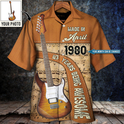 Guitar Lover Years Of Being Awesome Custom Photo Personalized - Hawaiian Shirt - Personalized Photo Gifts, Custom Photo Gifts, Personalized Gifts Ideas HO4270