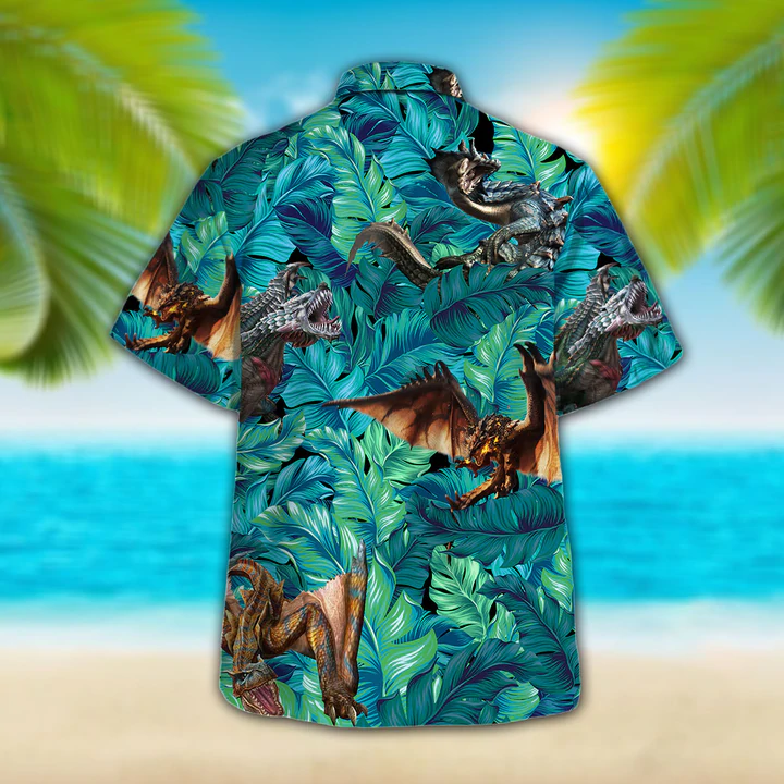 Dinosaur Lovers Hawaiian Shirt, Animal Hawaiian shirt vintage flower, Short Sleeve Hawaiian Aloha Shirt for men, Women HO2628