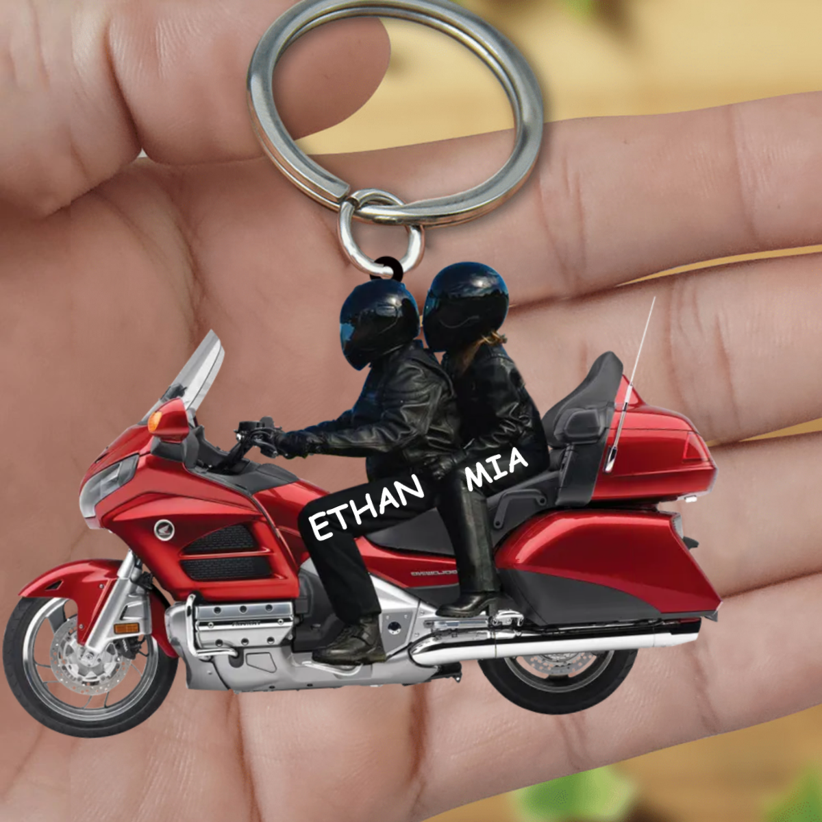 New Release Personalized Biker Couple Gold Wing Motorcycle- PERSONALIZED Acrylic Keychain KO0023