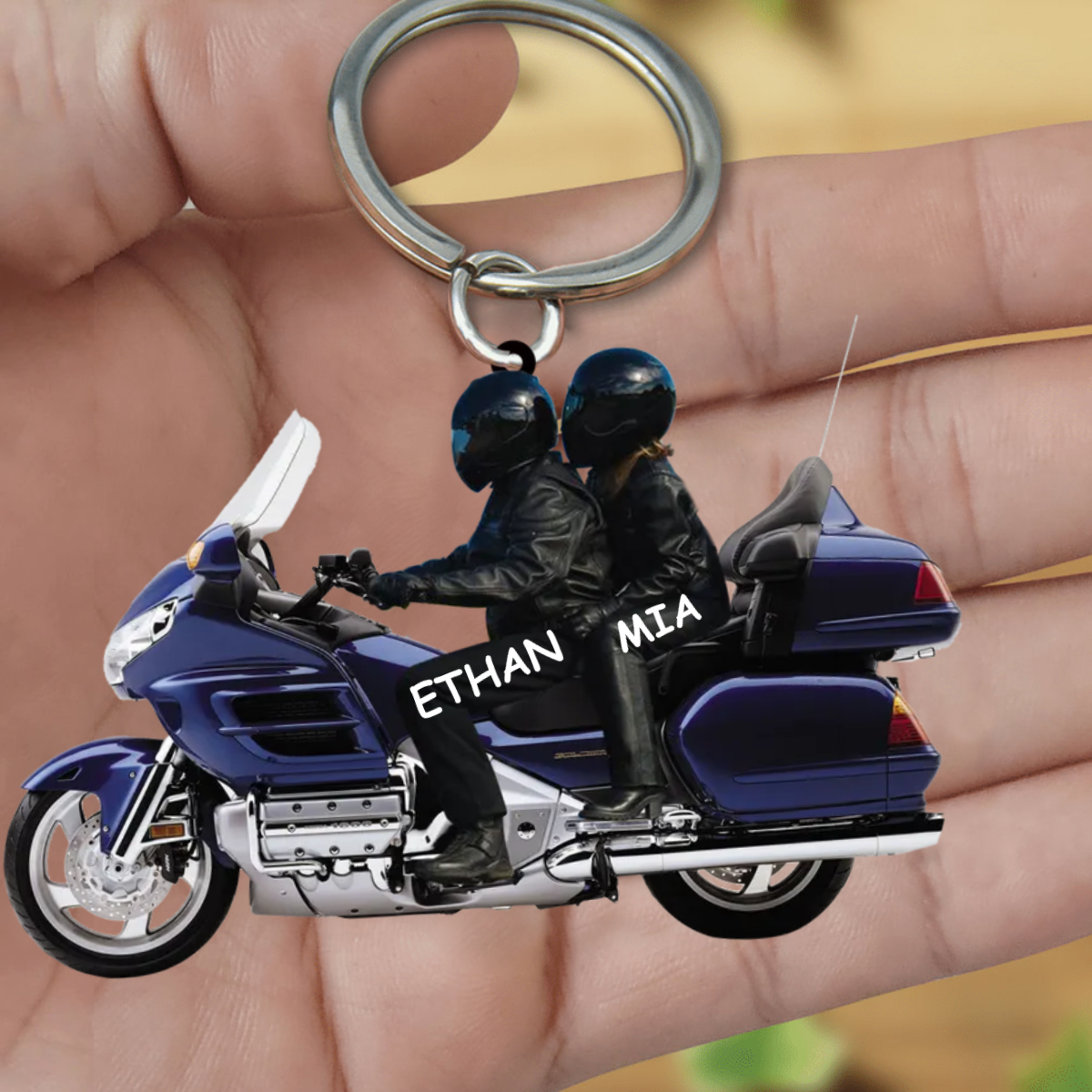 New Release Personalized Biker Couple Gold Wing Motorcycle- PERSONALIZED Acrylic Keychain KO0023