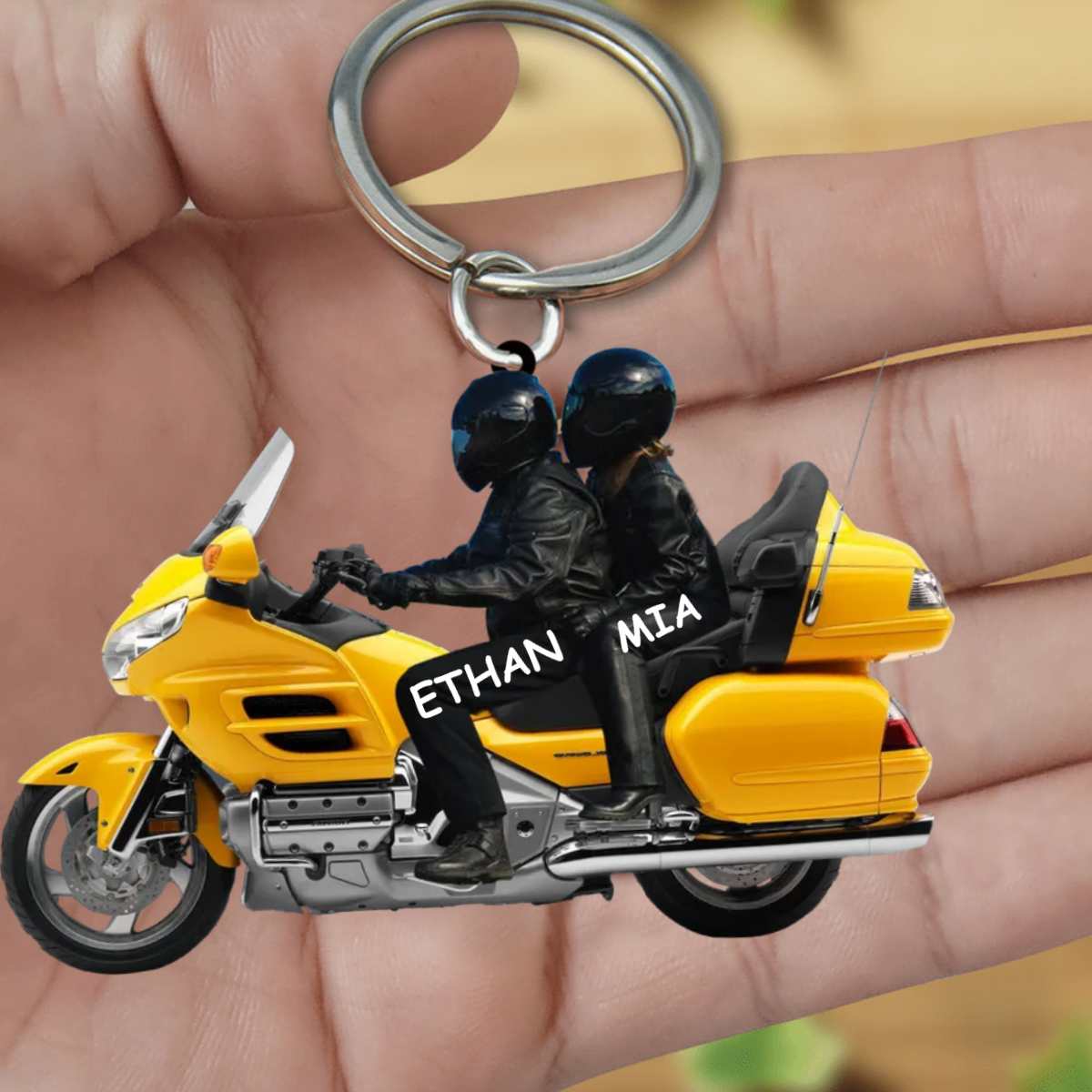New Release Personalized Biker Couple Gold Wing Motorcycle- PERSONALIZED Acrylic Keychain KO0023