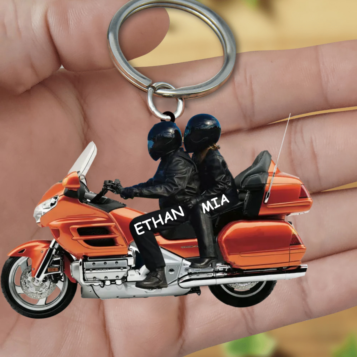 New Release Personalized Biker Couple Gold Wing Motorcycle- PERSONALIZED Acrylic Keychain KO0023