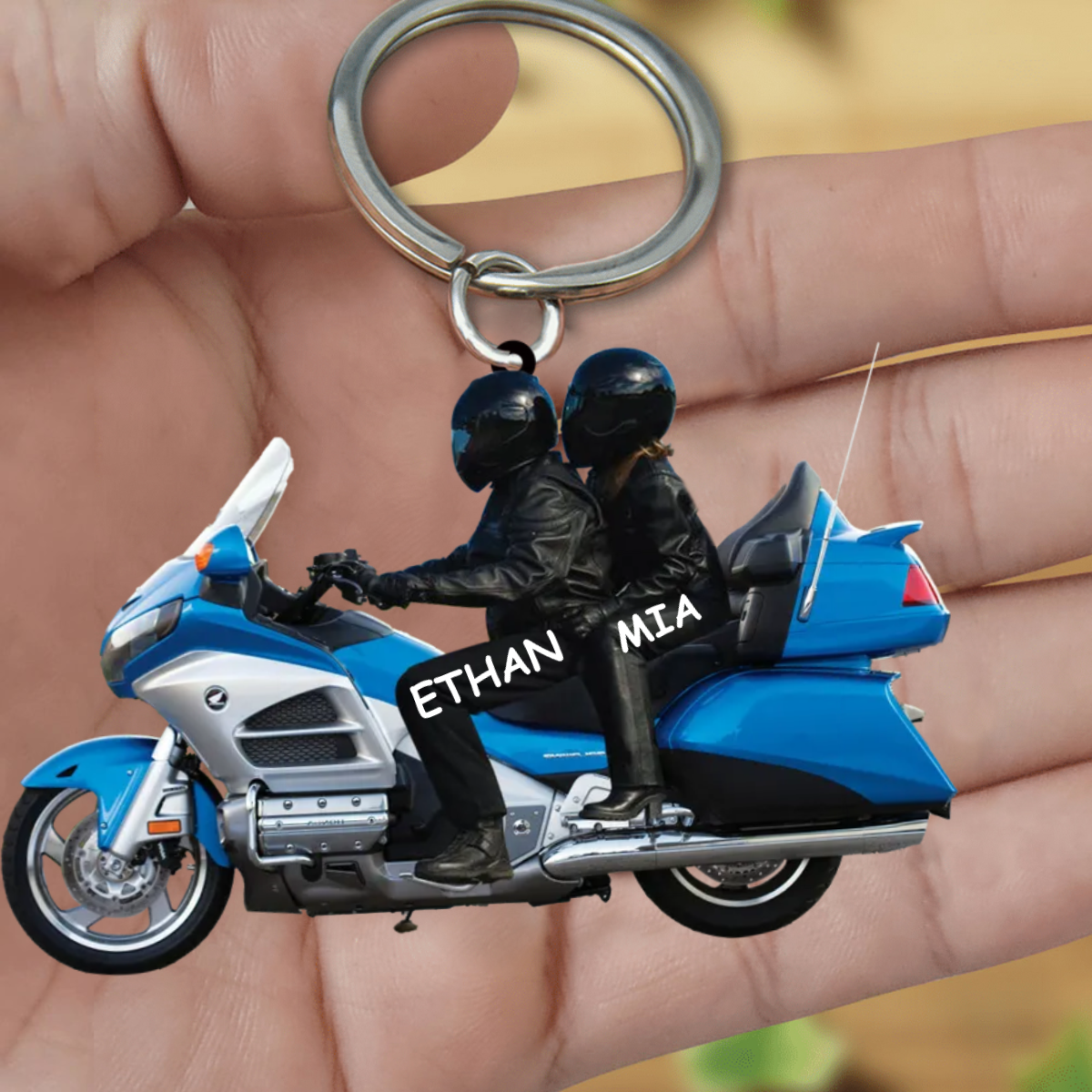New Release Personalized Biker Couple Gold Wing Motorcycle- PERSONALIZED Acrylic Keychain KO0023
