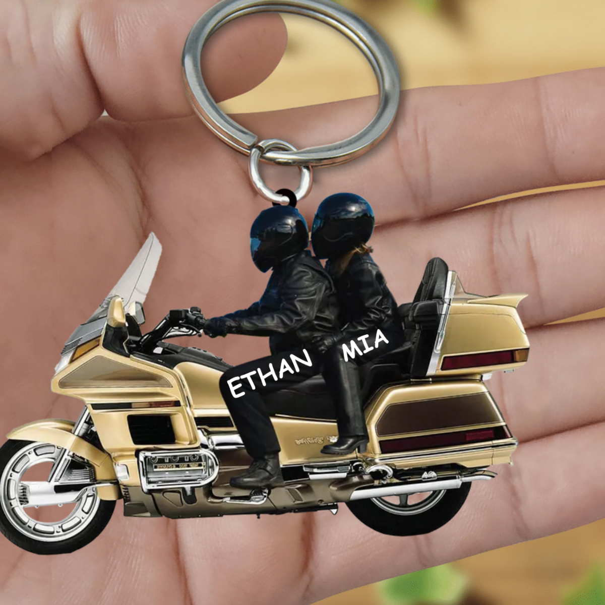 New Release Personalized Biker Couple Gold Wing Motorcycle- PERSONALIZED Acrylic Keychain KO0023