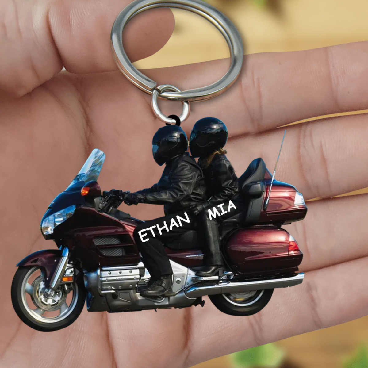 New Release Personalized Biker Couple Gold Wing Motorcycle- PERSONALIZED Acrylic Keychain KO0023