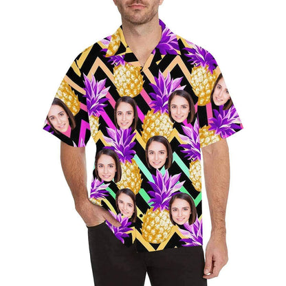 Custom Hawaiian Shirts with Face Design Your Own Hawaiian Shirt Blue Pineapple Gift for Men Women HO4338