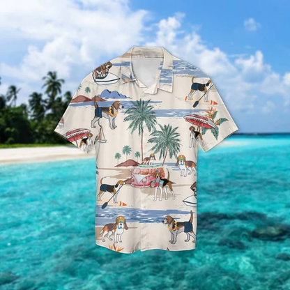 English Foxhound Summer Beach Hawaiian Shirt, Hawaiian Shirts for Men Short Sleeve Aloha Beach Shirt HO0952