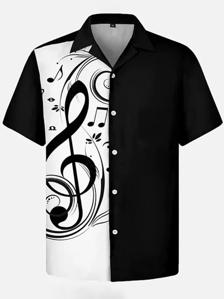 Music Elements Fashion Print Beach Short-sleeved Hawaiian Shirt, Summer Gift For Women, Men HO3655
