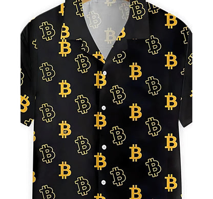 Seamless Bitcoin Summer Clothes Hawaiian Shirt, Button Up Aloha Shirt For Men, Women HO0843