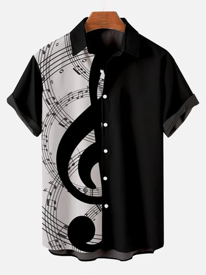Music Elements Fashion Print Beach Short-sleeved Hawaiian Shirt, Summer Gift For Women, Men HO3655