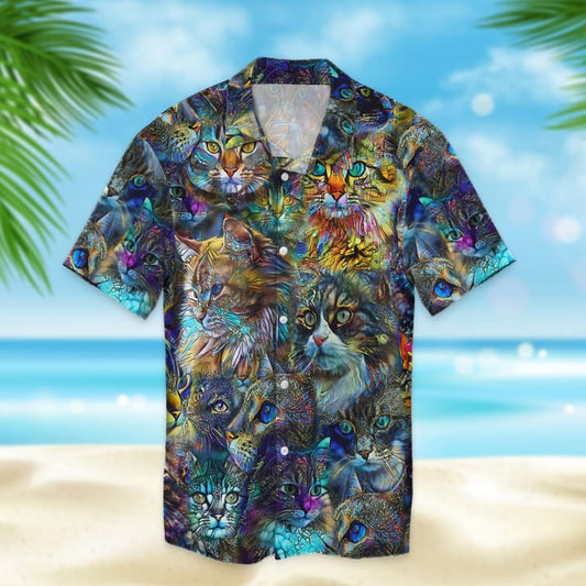 3D All Over Printed Cat On Hawaiian Shirts, Many Cats Hawaiian Shirts, Hawaiian Shirts Full Of Cat HO5143
