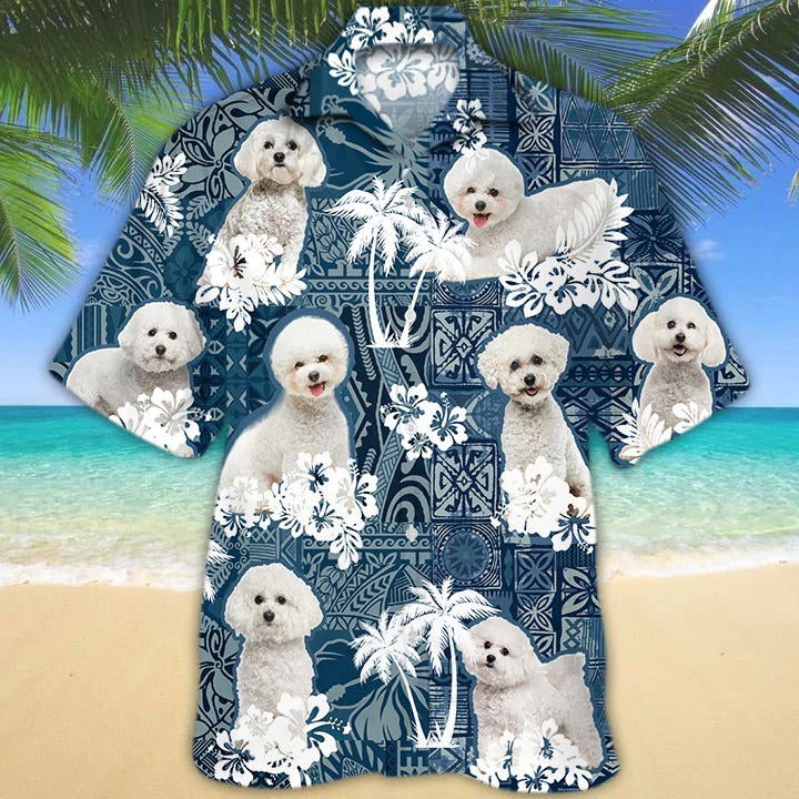 Bichon Frise Hawaiian Shirt, 3D Full Print White Dog Hawaii Beach Shirts, Aloha Dog Shirts Summer Day HO0364