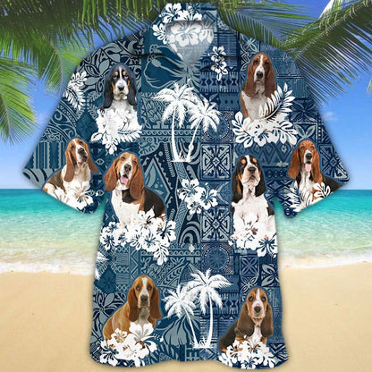 Basset Hound Hawaiian Shirt, 3D Dog Hawaiian Shirt, Summber Beach Dog Hawaii Shirts For Men HO4870