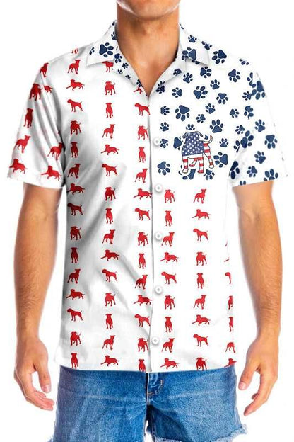 Bulldogs American Flag Hawaiian Shirt for Men, Bulldogs Summer Hawaiian Shirt, Dog Lover Shirts HO2350
