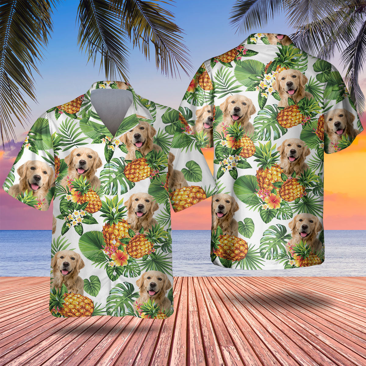 Golden Retriever Tropical Pattern Hawaiian Shirt, Dog lover Hawaiian Shirt, summer gift for men and women HO2898