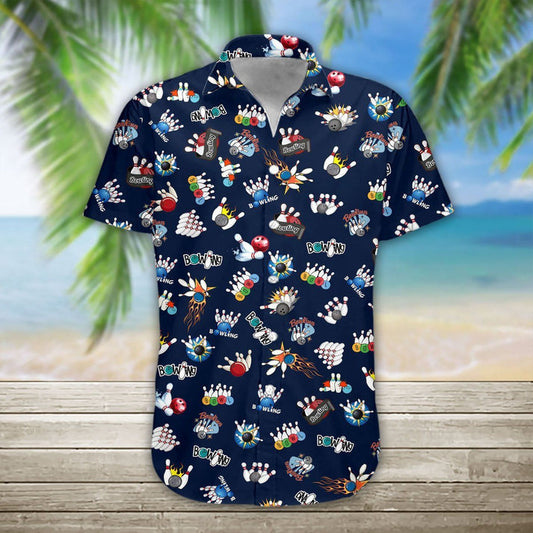 3D Bowling Hawaii Shirt, Hawaiian Shirts for Men Short Sleeve Aloha Beach Shirt HO3269