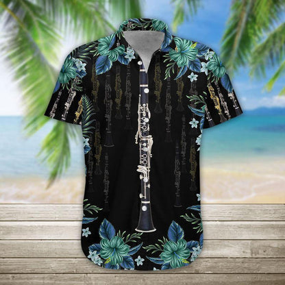 Lasfour - 3D Clarinet Hawaiian Shirt, Hawaiian Shirts for Men Short Sleeve Aloha Beach Shirt HO3262