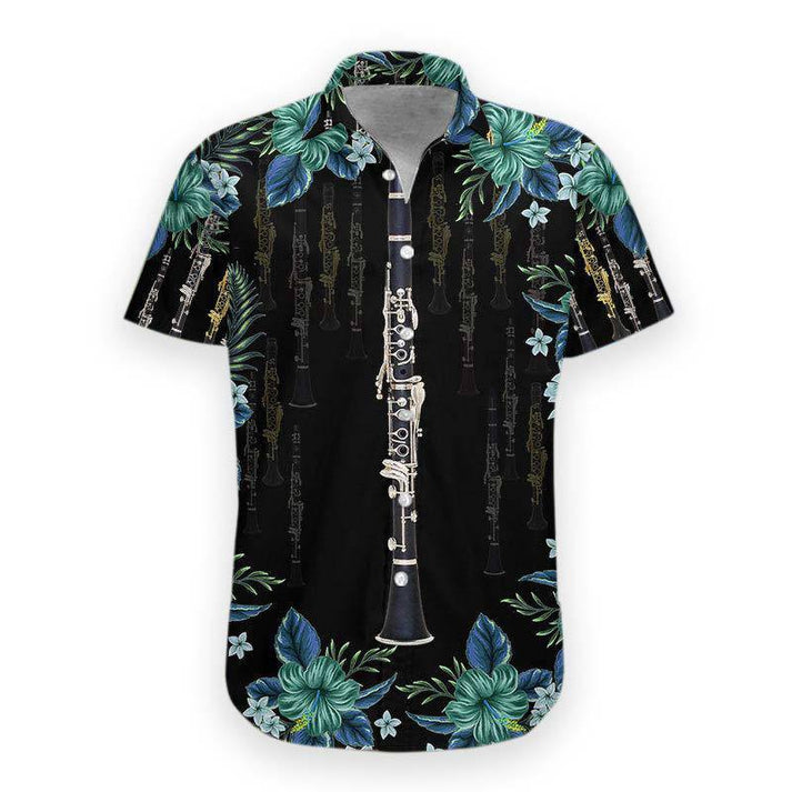 Lasfour - 3D Clarinet Hawaiian Shirt, Hawaiian Shirts for Men Short Sleeve Aloha Beach Shirt HO3262