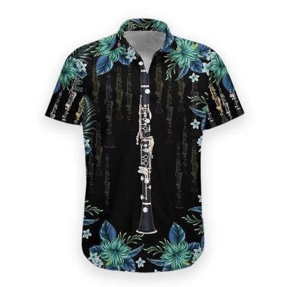 Lasfour - 3D Clarinet Hawaiian Shirt, Hawaiian Shirts for Men Short Sleeve Aloha Beach Shirt HO3262