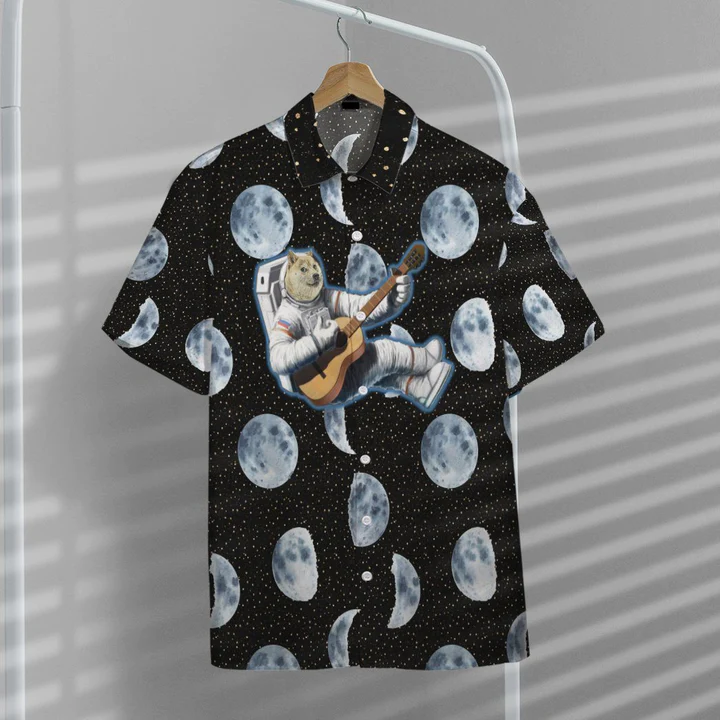 3D Doge Astronaut Playing Guitar Custom Hawaiian Shirt HO0531