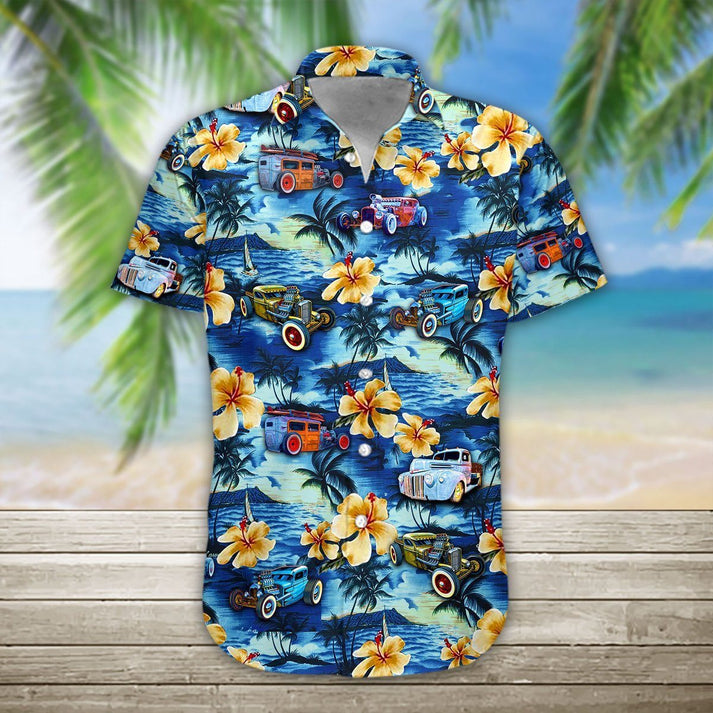 Lasfour - 3D Rat Rod Hawaii Shirt, Hawaiian Shirts for Men Short Sleeve Aloha Beach Shirt HO3265