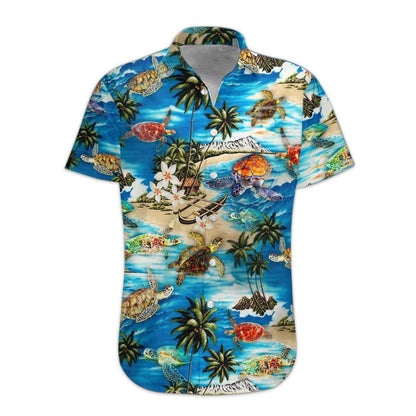 3D Sea Turtle Hawaii Shirt, Hawaiian Shirts for Men Short Sleeve Aloha Beach Shirt HO3272