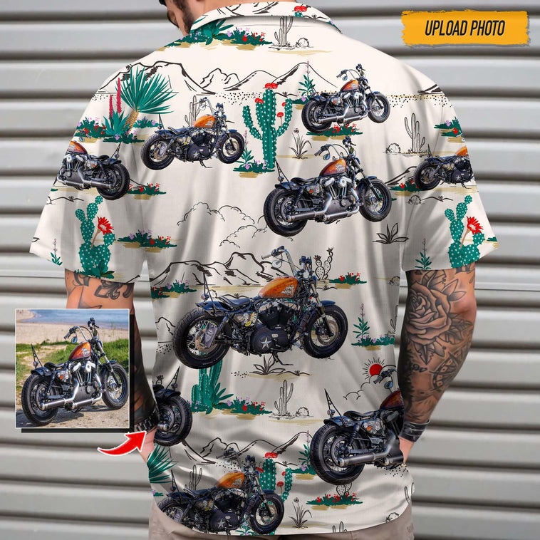 Custom Photo Biker Hawaiian Shirt, Personalized Beach Gifts, Motorcycles Lover Hawaiian Shirt for Men Women HO4387