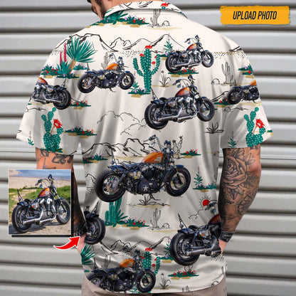 Custom Photo Biker Hawaiian Shirt, Personalized Beach Gifts, Motorcycles Lover Hawaiian Shirt for Men Women HO4387