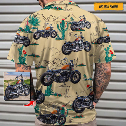 Custom Photo Biker Hawaiian Shirt, Personalized Beach Gifts, Motorcycles Lover Hawaiian Shirt for Men Women HO4387