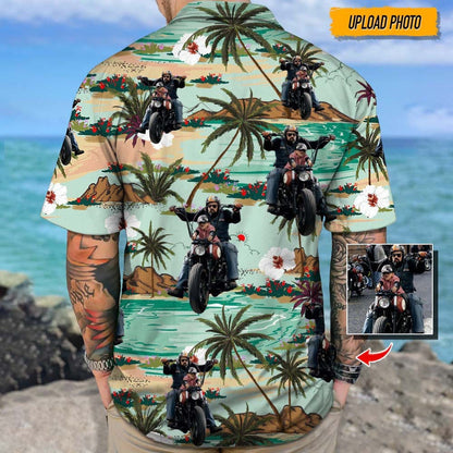 Custom Photo Biker Hawaiian Shirt, Personalized Beach Gifts, Motorcycles Lover Hawaiian Shirt for Men Women HO4387